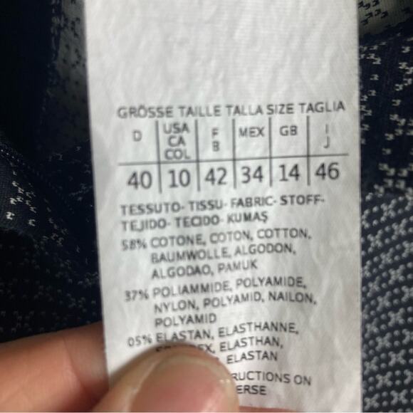 Marella pants size 10 Mid-rise printed black stretch‎ cotton ankle crop office - Picture 11 of 12